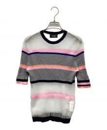 soduk（スドーク）の古着「マルチボーダーショートスリーブニット」｜マルチカラー