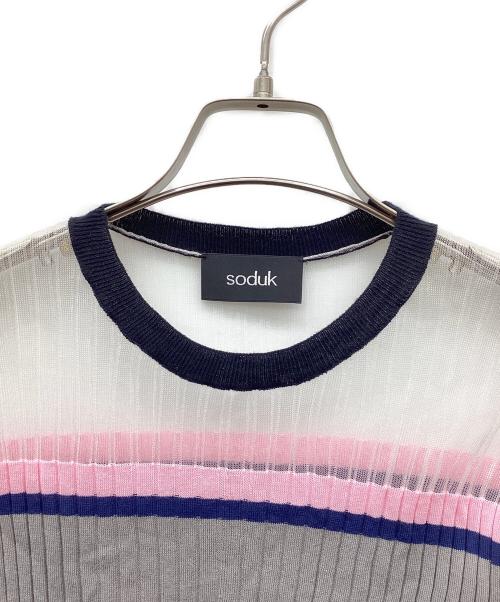 soduk（スドーク）soduk (スドーク) マルチボーダーショートスリーブニット マルチカラー サイズ:なしの古着・服飾アイテム