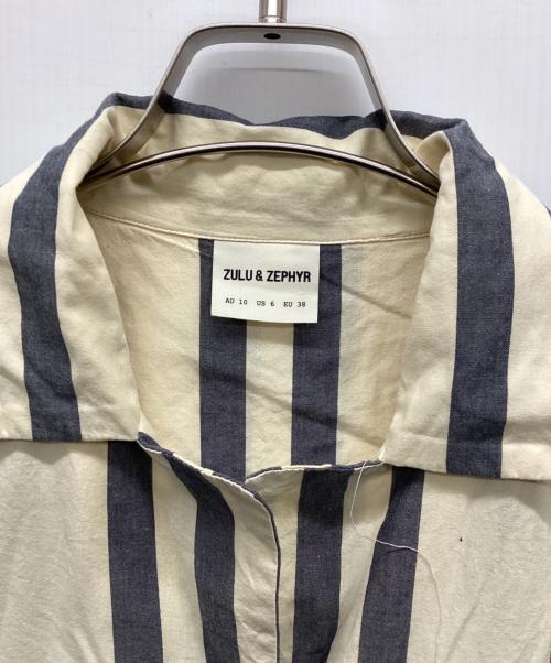 zulu&zephyr（ズールアンドゼファー）ZULU&ZEPHYR (ズールアンドゼファー) BLACKBONE STRIPE SHIRT ベージュ サイズ:38の古着・服飾アイテム