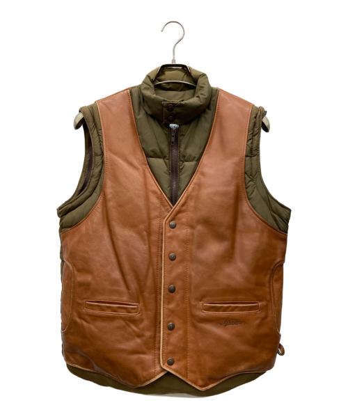 Schott（ショット）Schott (ショット) レザーベストダウンジャケット ブラウン サイズ:38の古着・服飾アイテム
