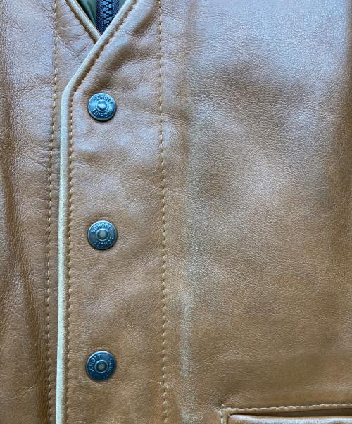 Schott（ショット）Schott (ショット) レザーベストダウンジャケット ブラウン サイズ:38の古着・服飾アイテム