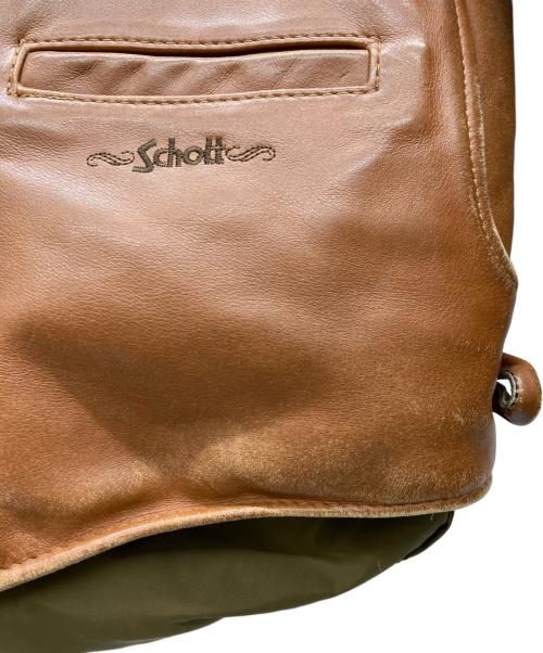 Schott（ショット）Schott (ショット) レザーベストダウンジャケット ブラウン サイズ:38の古着・服飾アイテム