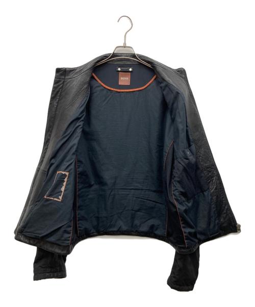 HUGO BOSS（ヒューゴ ボス）HUGO BOSS (ヒューゴ ボス) レザージャケット ブラック サイズ:052の古着・服飾アイテム