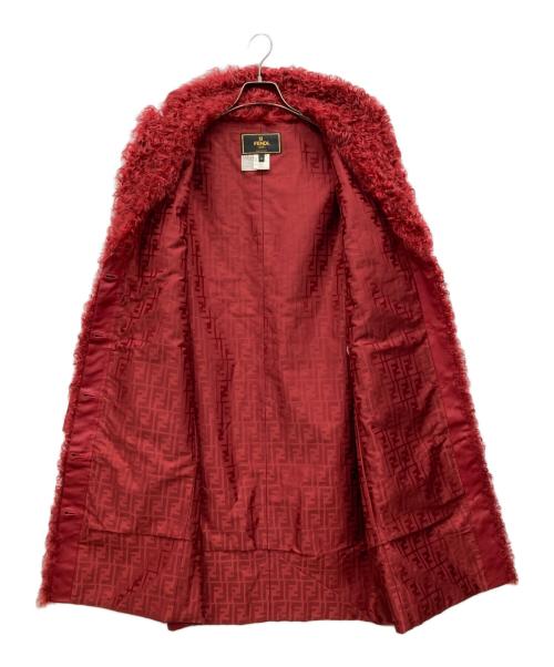 FENDI（フェンディ）FENDI (フェンディ) プードルファーカラーコート レッド サイズ:42の古着・服飾アイテム