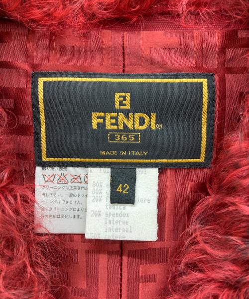 FENDI（フェンディ）FENDI (フェンディ) プードルファーカラーコート レッド サイズ:42の古着・服飾アイテム
