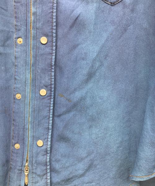 masu（エムエーエスユー）masu (エムエーエスユー) ZIP-UP SILK WESTERN SHIRTS ネイビー サイズ:46の古着・服飾アイテム