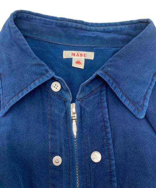 masu（エムエーエスユー）masu (エムエーエスユー) ZIP-UP SILK WESTERN SHIRTS ネイビー サイズ:46の古着・服飾アイテム