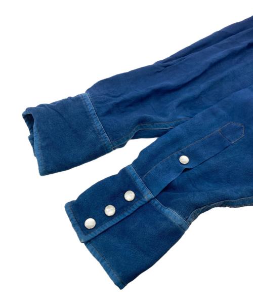 masu（エムエーエスユー）masu (エムエーエスユー) ZIP-UP SILK WESTERN SHIRTS ネイビー サイズ:46の古着・服飾アイテム