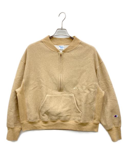 Champion REVERSE WEAVE（チャンピオン リバース ウィーブ）Champion REVERSE WEAVE (チャンピオン リバース ウィーブ) 復刻青タグハーフジップスウェット ブラウン サイズ:MEDIUMの古着・服飾アイテム