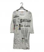 GALLIANOガリアーノ）の古着「ニュースペーパー柄ロングカットソー」｜ホワイト