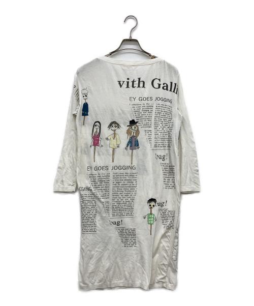 GALLIANO（ガリアーノ）GALLIANO (ガリアーノ) ニュースペーパー柄ロングカットソー ホワイト サイズ:xxsの古着・服飾アイテム