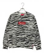 SUPREMEシュプリーム）の古着「Box Logo Crewneck Zebra」｜ホワイト×ブラック