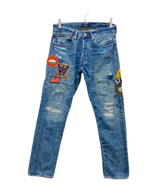 POLO RALPH LAUREN（ポロ・ラルフローレン）POLO RALPH LAUREN (ポロ・ラルフローレン) パッチワークリペア加工デニムパンツ インディゴ サイズ:30の古着・服飾アイテム