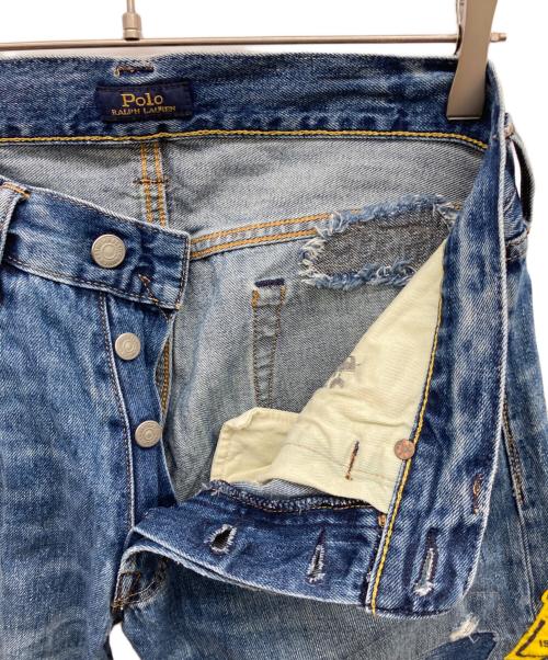 POLO RALPH LAUREN（ポロ・ラルフローレン）POLO RALPH LAUREN (ポロ・ラルフローレン) パッチワークリペア加工デニムパンツ インディゴ サイズ:30の古着・服飾アイテム