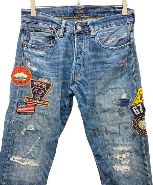 POLO RALPH LAUREN（ポロ・ラルフローレン）POLO RALPH LAUREN (ポロ・ラルフローレン) パッチワークリペア加工デニムパンツ インディゴ サイズ:30の古着・服飾アイテム