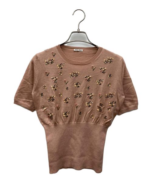 MIU MIU（ミュウミュウ）MIU MIU (ミュウミュウ) ビジューニット ピンク サイズ:38の古着・服飾アイテム