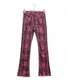 Hysteric Glamour（ヒステリックグラマー）の古着「SKULLPYTHON柄フレアパンツ」｜ピンク