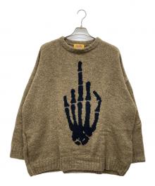 Hysteric Glamour（ヒステリックグラマー）の古着「MIDDLE FINGER編込 プルオーバー」｜ブラウン