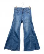 Hysteric Glamourヒステリックグラマー）の古着「USED加工ローライズフレアデニムパンツ」｜インディゴ