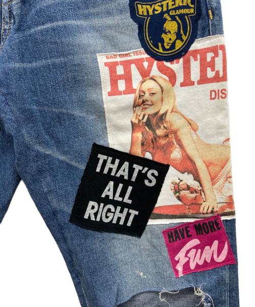 Hysteric Glamour（ヒステリックグラマー）Hysteric Glamour (ヒステリックグラマー) リネン混ワッペンデニムパンツ インディゴ サイズ:28inchの古着・服飾アイテム