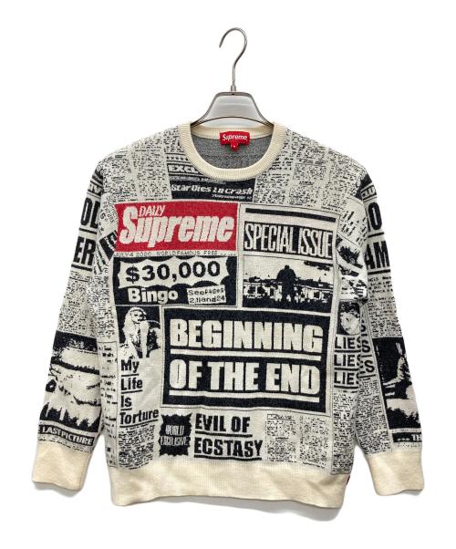 SUPREME（シュプリーム）SUPREME (シュプリーム) Newsprint Sweater アイボリー サイズ:Mの古着・服飾アイテム