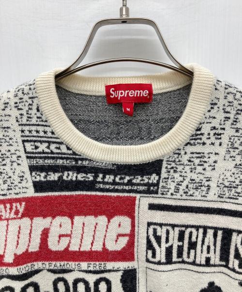 SUPREME（シュプリーム）SUPREME (シュプリーム) Newsprint Sweater アイボリー サイズ:Mの古着・服飾アイテム