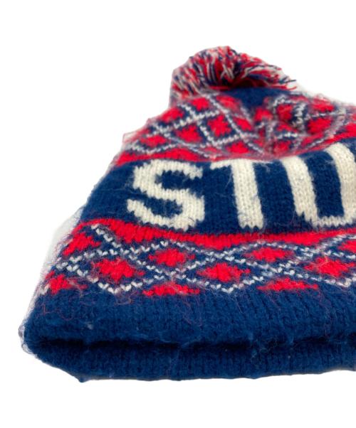 stussy（ステューシー）stussy (ステューシー) ニット帽 レッド×ブルーの古着・服飾アイテム