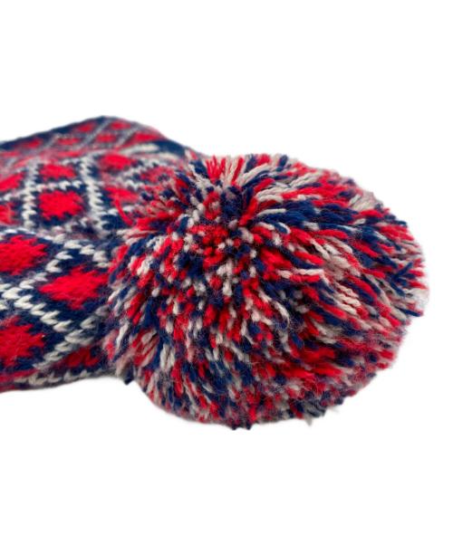 stussy（ステューシー）stussy (ステューシー) ニット帽 レッド×ブルーの古着・服飾アイテム