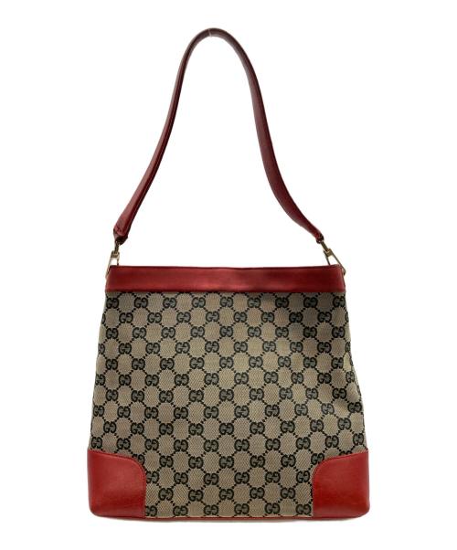 GUCCI（グッチ）GUCCI (グッチ) キャンバストートバッグ レッドの古着・服飾アイテム