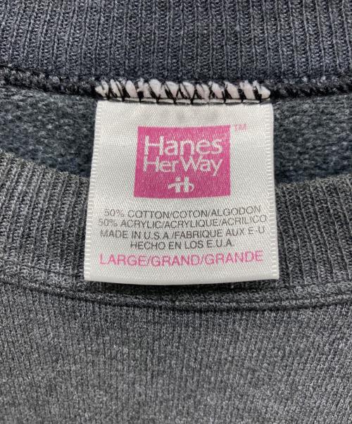 Hanes（ヘインズ）Hanes (ヘインズ) ラグランスウェット フェード ブラック サイズ:LARGEの古着・服飾アイテム