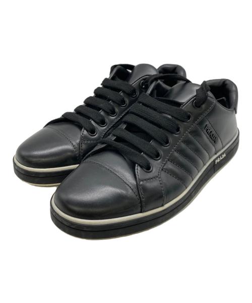 PRADA（プラダ）PRADA (プラダ) レザースニーカー ブラック サイズ:36.5の古着・服飾アイテム