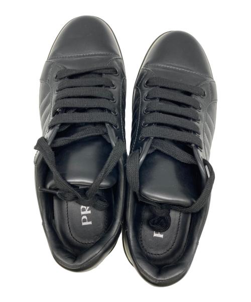 PRADA（プラダ）PRADA (プラダ) レザースニーカー ブラック サイズ:36.5の古着・服飾アイテム