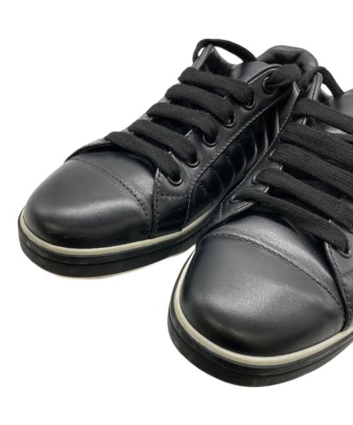 PRADA（プラダ）PRADA (プラダ) レザースニーカー ブラック サイズ:36.5の古着・服飾アイテム
