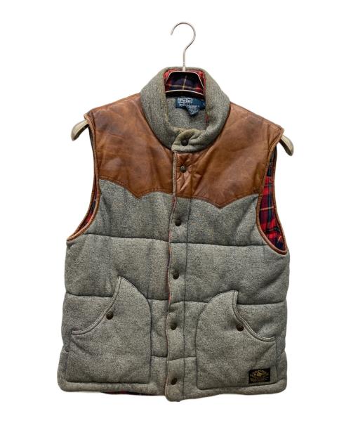 POLO RALPH LAUREN（ポロ・ラルフローレン）POLO RALPH LAUREN (ポロ・ラルフローレン) 中綿ウエスタンレザー切替ベスト グレー サイズ:Lの古着・服飾アイテム