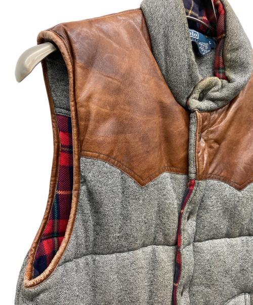POLO RALPH LAUREN（ポロ・ラルフローレン）POLO RALPH LAUREN (ポロ・ラルフローレン) 中綿ウエスタンレザー切替ベスト グレー サイズ:Lの古着・服飾アイテム