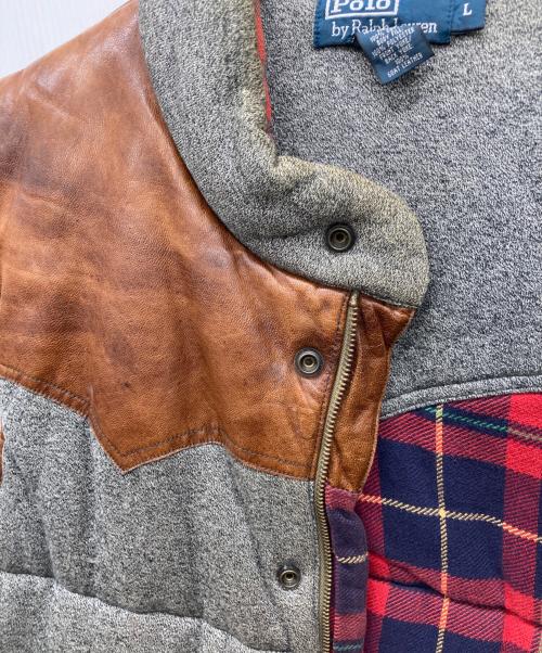 POLO RALPH LAUREN（ポロ・ラルフローレン）POLO RALPH LAUREN (ポロ・ラルフローレン) 中綿ウエスタンレザー切替ベスト グレー サイズ:Lの古着・服飾アイテム