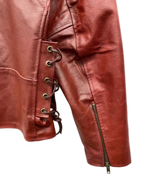 USED（ユーズド）USED (ユーズド) レースアップダブルライダースジャケット ブラウン サイズ:38の古着・服飾アイテム