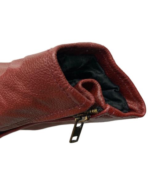 USED（ユーズド）USED (ユーズド) レースアップダブルライダースジャケット ブラウン サイズ:38の古着・服飾アイテム