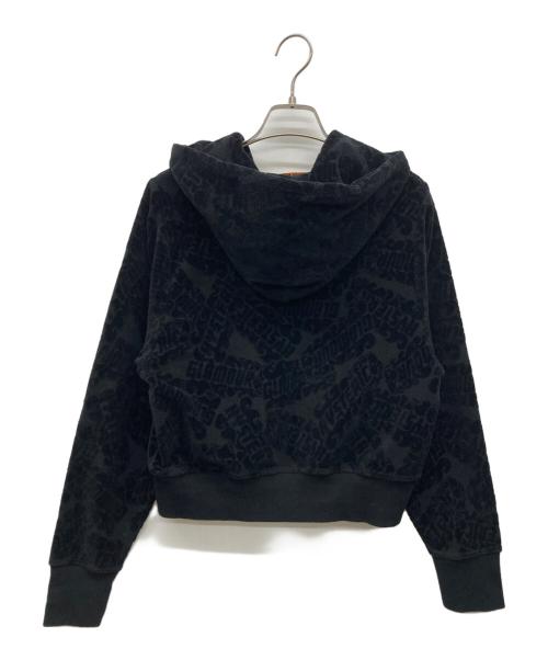 Hysteric Glamour（ヒステリックグラマー）Hysteric Glamour (ヒステリックグラマー) FLAME LOGO柄ジャカード ショート丈パーカー ブラック サイズ:FREEの古着・服飾アイテム