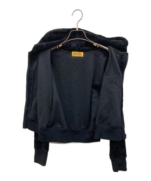 Hysteric Glamour（ヒステリックグラマー）Hysteric Glamour (ヒステリックグラマー) FLAME LOGO柄ジャカード ショート丈パーカー ブラック サイズ:FREEの古着・服飾アイテム