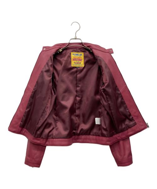 Hysteric Glamour（ヒステリックグラマー）Hysteric Glamour (ヒステリックグラマー) CAFE RACERワッペン ラムレザーシングルライダースジャケット ピンク サイズ:Mediumの古着・服飾アイテム