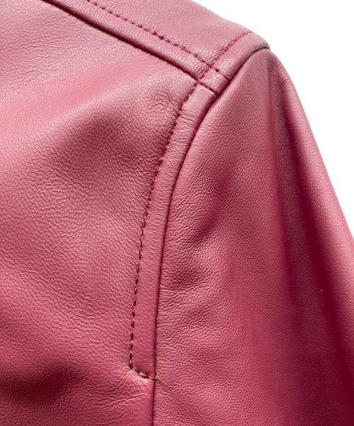 Hysteric Glamour（ヒステリックグラマー）Hysteric Glamour (ヒステリックグラマー) CAFE RACERワッペン ラムレザーシングルライダースジャケット ピンク サイズ:Mediumの古着・服飾アイテム