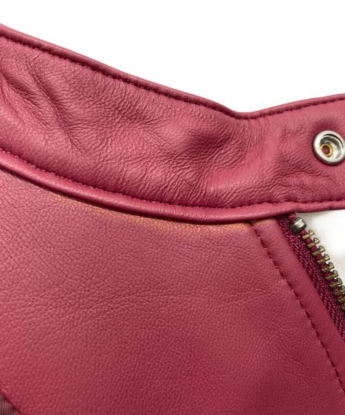 Hysteric Glamour（ヒステリックグラマー）Hysteric Glamour (ヒステリックグラマー) CAFE RACERワッペン ラムレザーシングルライダースジャケット ピンク サイズ:Mediumの古着・服飾アイテム