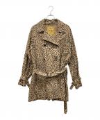 Hysteric Glamourヒステリックグラマー）の古着「CHEETAH柄 オーバーサイズトレンチコート」｜ベージュ×ブラック