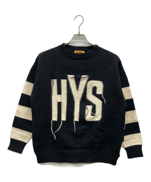Hysteric Glamour（ヒステリックグラマー）Hysteric Glamour (ヒステリックグラマー) HYS編込ボーダー プルオーバー ブラック サイズ:FREEの古着・服飾アイテム