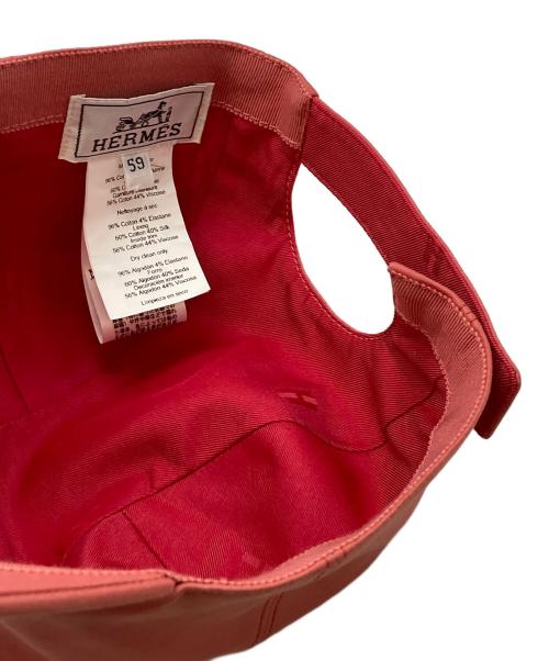 HERMES（エルメス）HERMES (エルメス) Davis H Primavera Cap サーモンピンク サイズ:59の古着・服飾アイテム