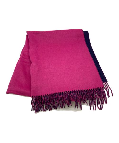 HERMES（エルメス）HERMES (エルメス) バイカラーカシミヤマフラー ネイビー×ピンクの古着・服飾アイテム