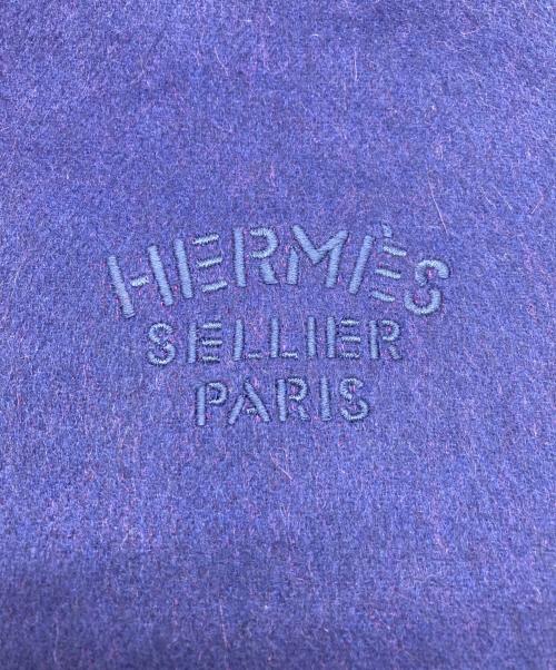 HERMES（エルメス）HERMES (エルメス) バイカラーカシミヤマフラー ネイビー×ピンクの古着・服飾アイテム