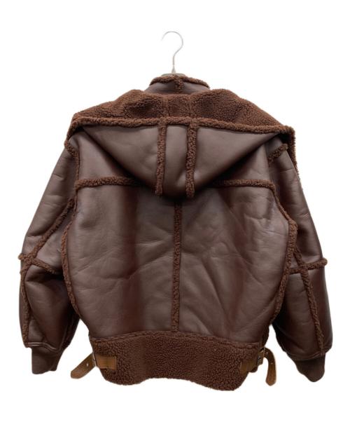 6(ROKU) BEAUTY&YOUTH（ロク ビューティーアンドユース）6(ROKU) BEAUTY&YOUTH (ロク ビューティーアンドユース) FAKE LEATHER×BOA ZIP BLOUSON ブラウン サイズ:36の古着・服飾アイテム