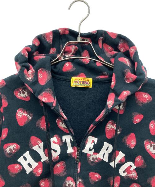 Hysteric Glamour（ヒステリックグラマー）Hysteric Glamour (ヒステリックグラマー) SKULL BERRY PATTERN柄ジップパーカー ブラック サイズ:なしの古着・服飾アイテム